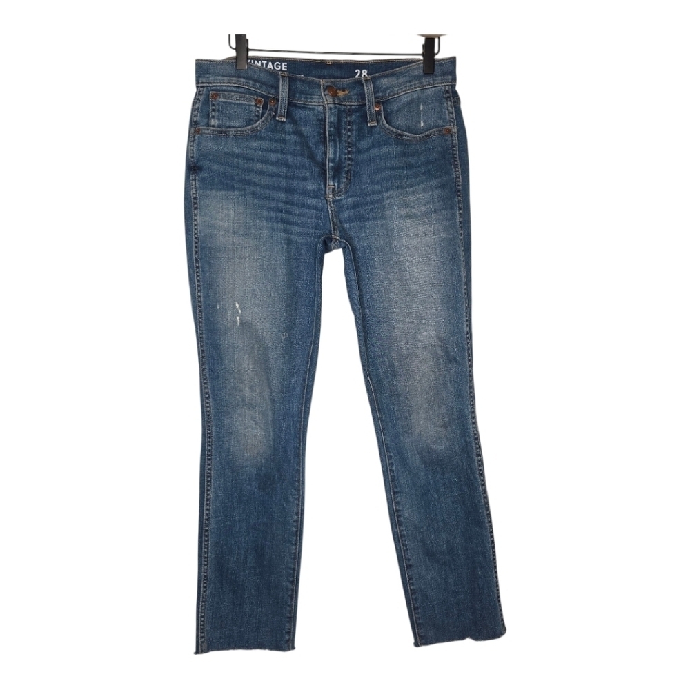 J Crew Womens Mid Rise Vintage Slim Straight Tilda Wash Denim Jeans Size 28